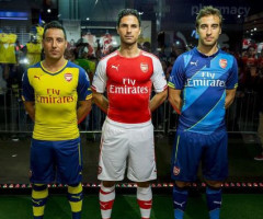 Santi Cazorla, Mikel Arteta, Mathieu Flamini new Puma kits