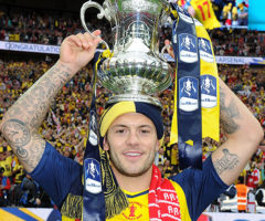 LONDON, ENGLAND - MAY 30: Arsenal's Jack Wilshere celebrates after the FA Cup Final between Aston Villa and Arsenal at Wembley Stadium on May 30, 2015 in London, England. (Photo by Stuart MacFarlane/Arsenal FC via Getty Images)