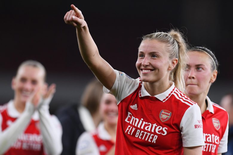 Leah Williamson is all smiles at the final whistle