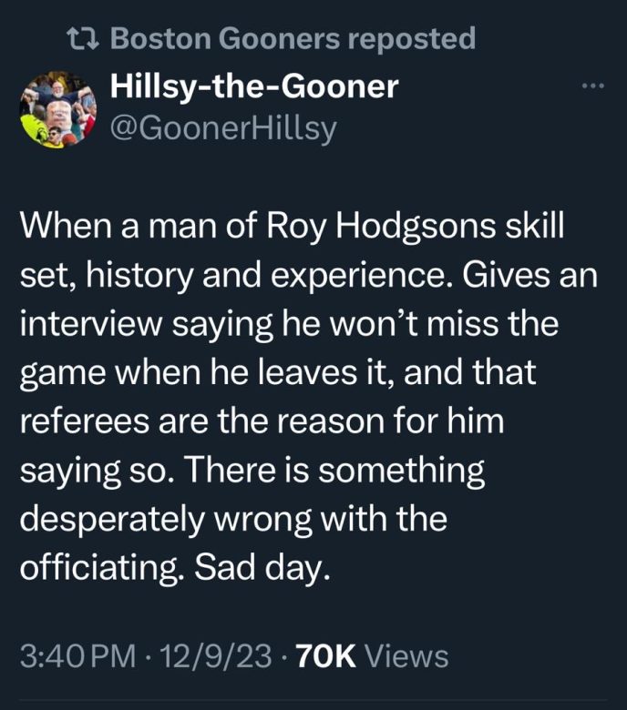 Roy Hodgson tweet