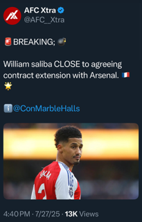 Saliba Extension Tweet